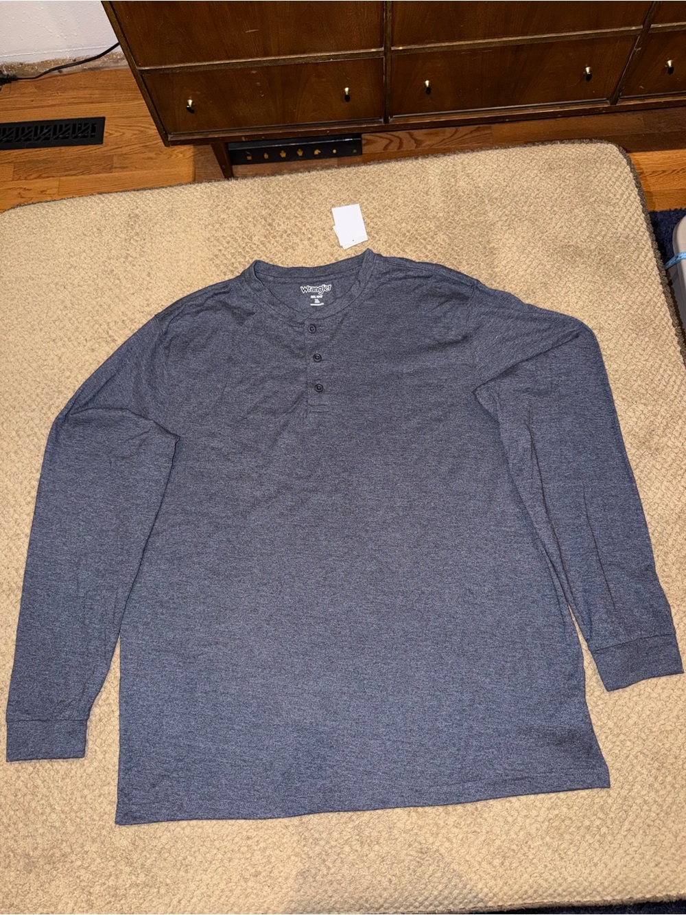 Wrangler Men's Heather Navy Lightweight Cotton Blend Long-Sleeve Henley - XL
